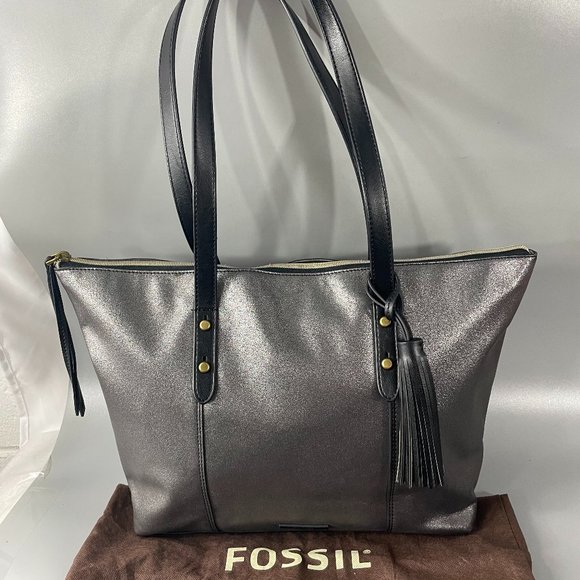 Fossil Handbags - Fossil Silver-Gray Sparkly Tote Bag